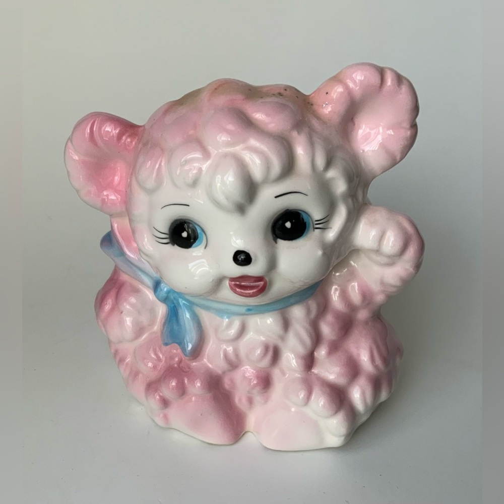 Vintage Pink Ceramic Lamb Planter